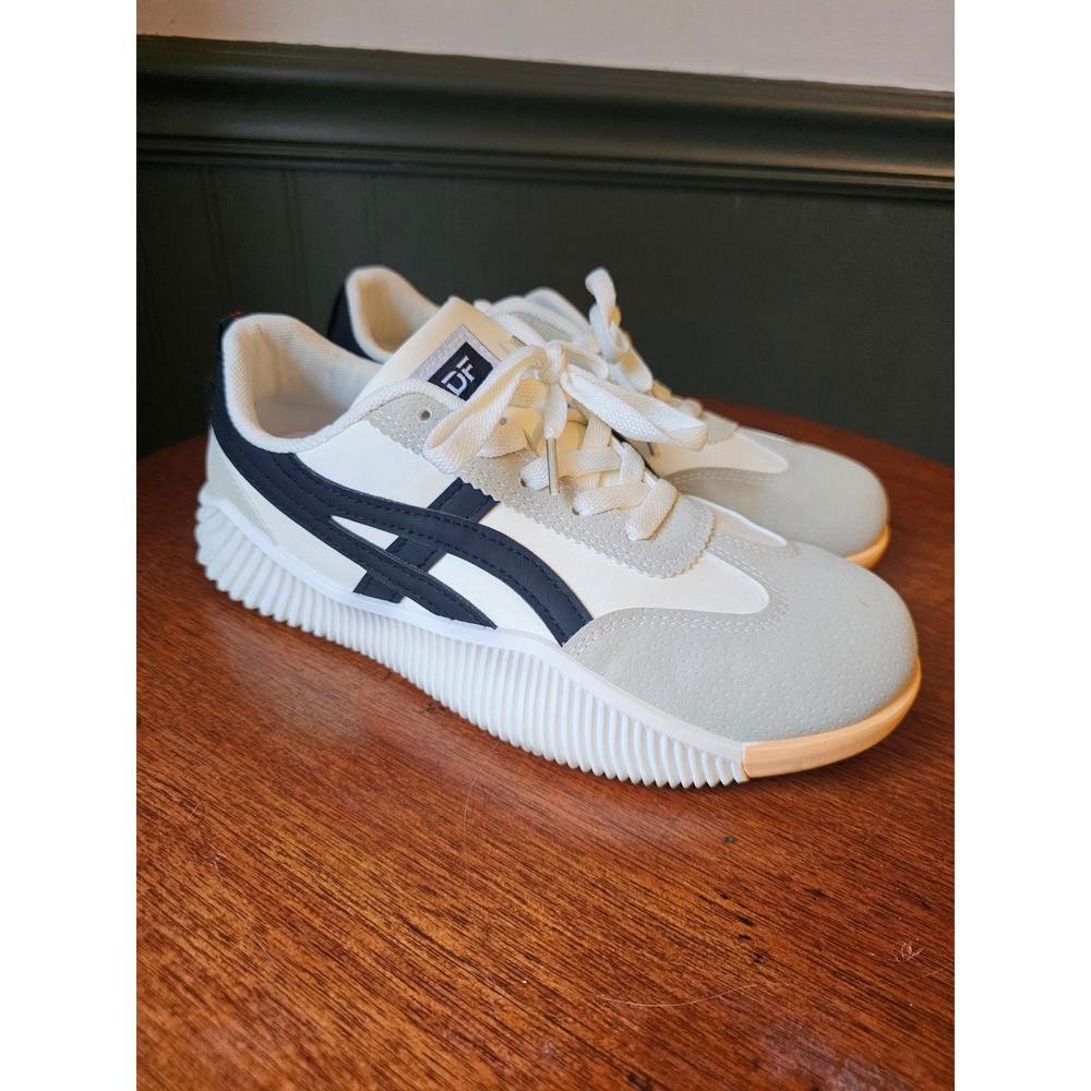De Florance Women White Black Suede Trim Platform Sneakers Size 7.5